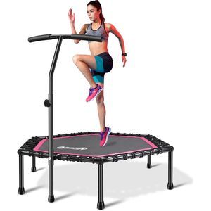 Newan 48'' Fitness Trampoline with Adjustable Handle Bar, Silent Trampoline